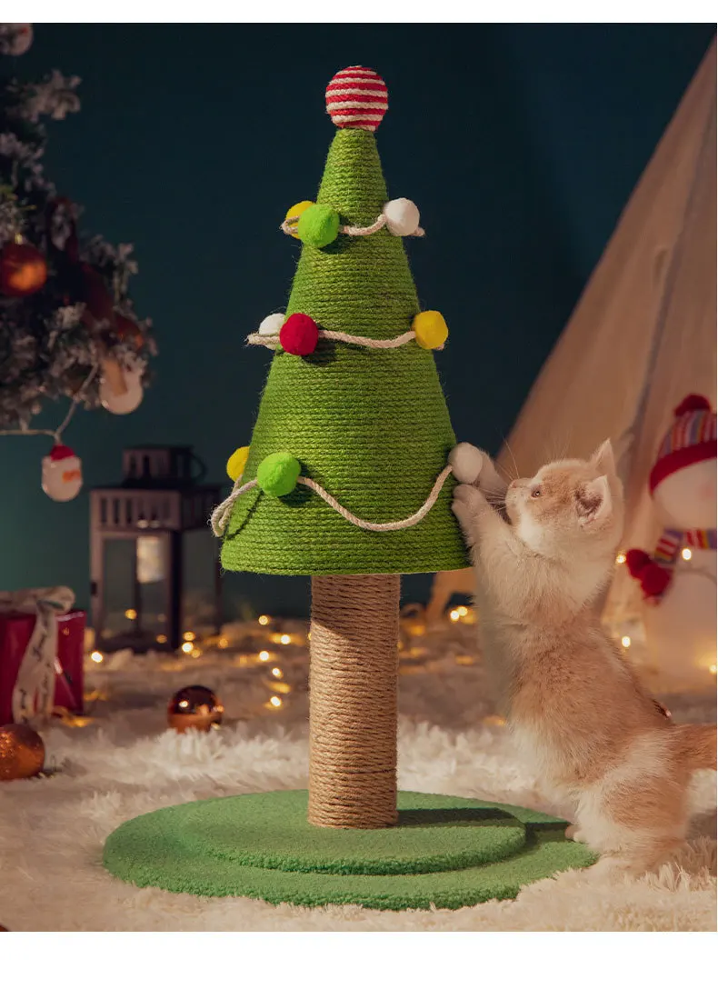 Christmas Cat Climbing Scratching Board Cute Design Cat Scratching Tree Frame Wear-resistant Sisal Cat Scratching Toy factory
