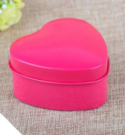 H416 Wedding Party Souvenir Case Necklace Earrings Organiser Gift Packaging Boxes Solid Colour Heart Shape Tin Candy Box