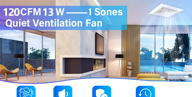 Square Bathroom Exhaust Fan, 10inches, 110CFM, 85V-265V - detail 4