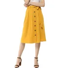 Skirt Hot Selling Women's Button Front Casual High Waist Solid Belted Midi Flare Skirt