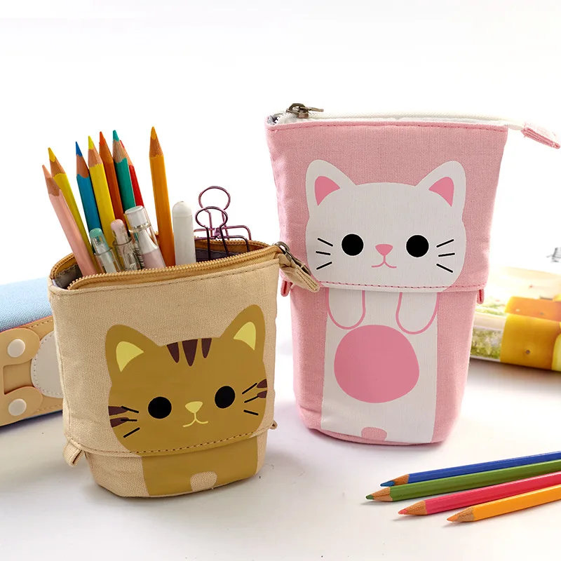 Cute and simple multi-functional pencil bag variable drop-down canvas pencil bag cosmetic storage Multi-functional storage