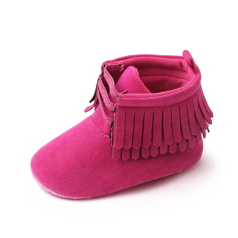 Solid Color Bright Eye Suede Baby Girls Soft Soled Spring and Autumn Warm Walking Shoes supplier