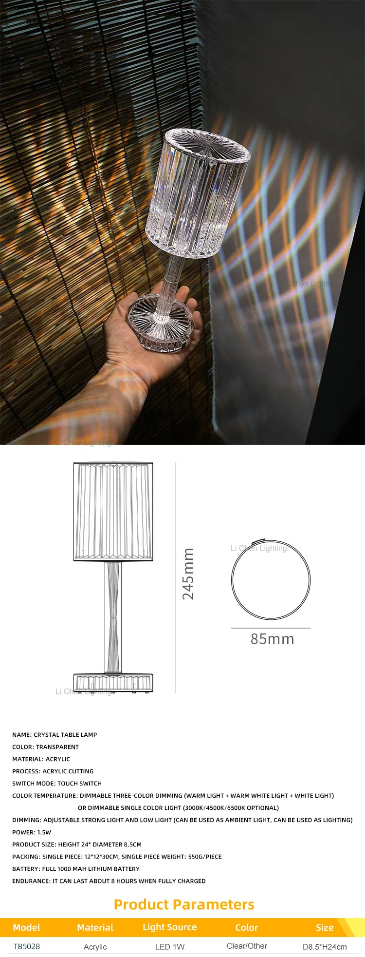 tb5028 wholesale home hotel camping table dining decoration touch switch rgb modern led table lamp-0