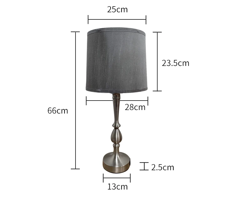 Simple style hotel bedroom light grey linen table lamp