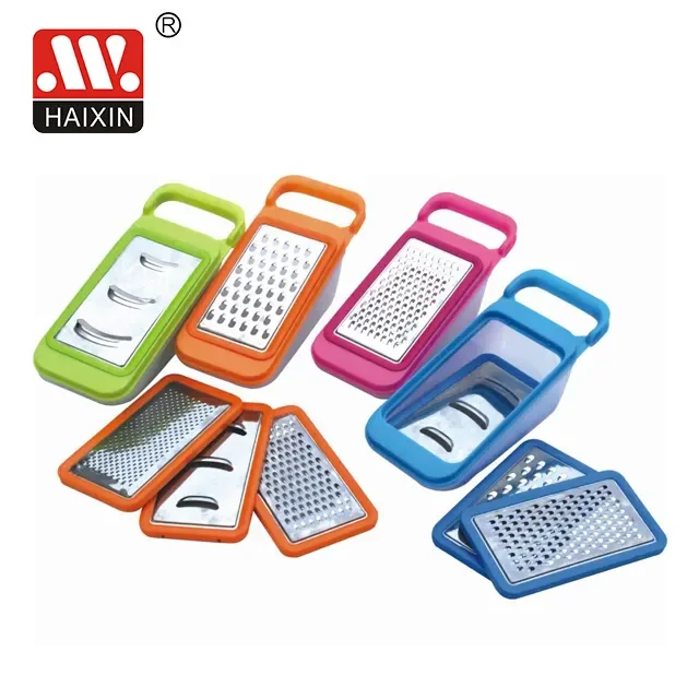 stainless steel plastic multi function cheese bread vegetable grater set cheese bread slicer grater with container and lid