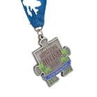 Gold Wholesale Custom Zinc Alloy 2D Gold Puzzle Soccer Finisher Military Medals With Ribbon