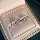 Diamond Rings Ring 925 Sterling Silver Pink Diamond Rings Womens Heart Engagement Ring