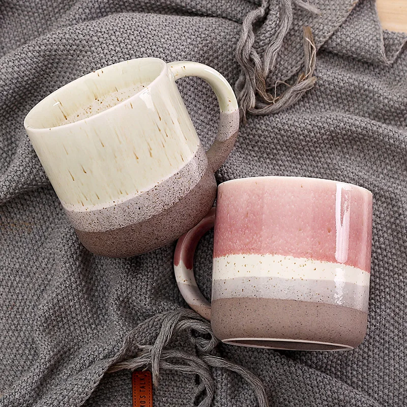 Custom Printed Cheap Price Coffee Mugs 100% Handmade Ceramic Tea Japanese Retro Clay Cups With Handle