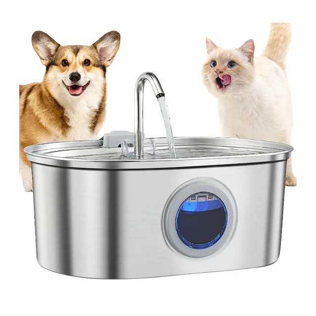 Stainless Steel Automatic Cats Fountain 3.2 L Running Water Drinking For Cat Dog 4-layer Filter Smart Pet Drinker Dispenser