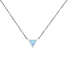 Opal Jewelry Triangle Necklace Blue Opal Jewelry Necklace Women Girls Fashion Blue Opal Necklace
