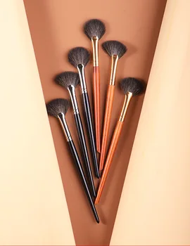 Custom makeup brushes wool hair powder brushes Fan highlight brushes