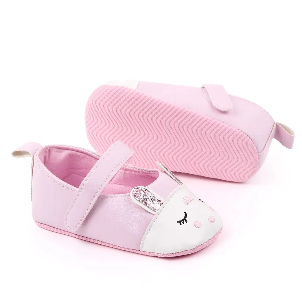 Cartoon Rabbit PU Leather Shallow Mouth Baby Girls Princess Shoes Soft Soled Toddler Shoes factory