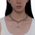 Chain Diamond High-quality Retro Hip-hop Chain Shape And Cross-crystal Diamond Pendant Necklace