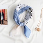 Vintage Sweet Girl Moon Printed Elegant Small Vintage Retro Matte Satin Silk Head Neck Square Scarf