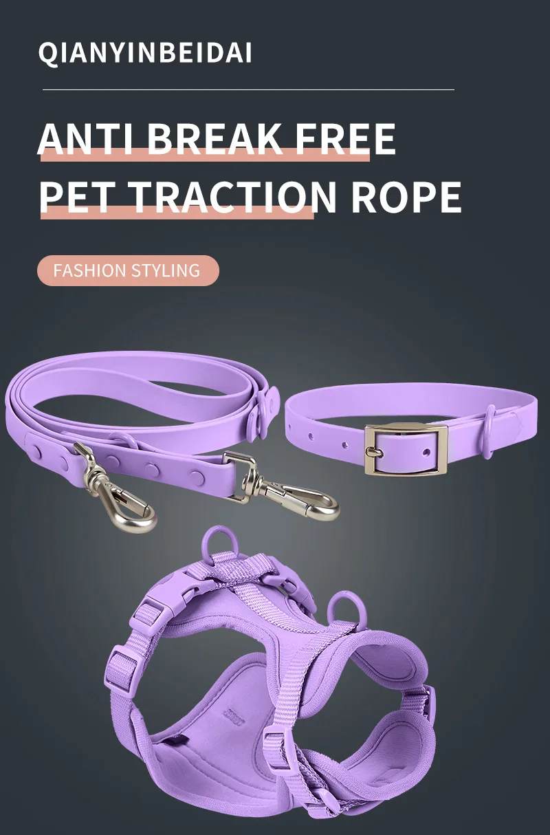 Durable Leather Pet Harness with No Pull Buckle Soft Poop Bag Set for Outdoor Travel Portable Pet Supplies factory