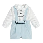 Set Boys Newborn Baby Fall Clothes Long Sleeve Tops Soft Velvet Shorts 2pcs Set Boys Short Set Clothes