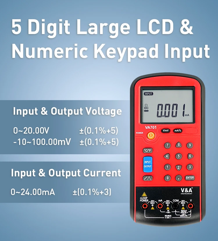 Multifunction Electronic Power Loop Calibrator VA701 with Calibration Loop Scan and Programming Modes 1-Year Warranty