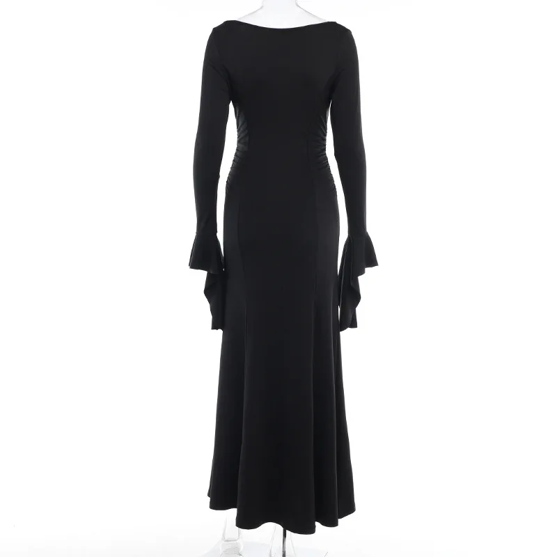 Fall new women fishtail casual dress black long dress women for night party ball gown halloween costume dress