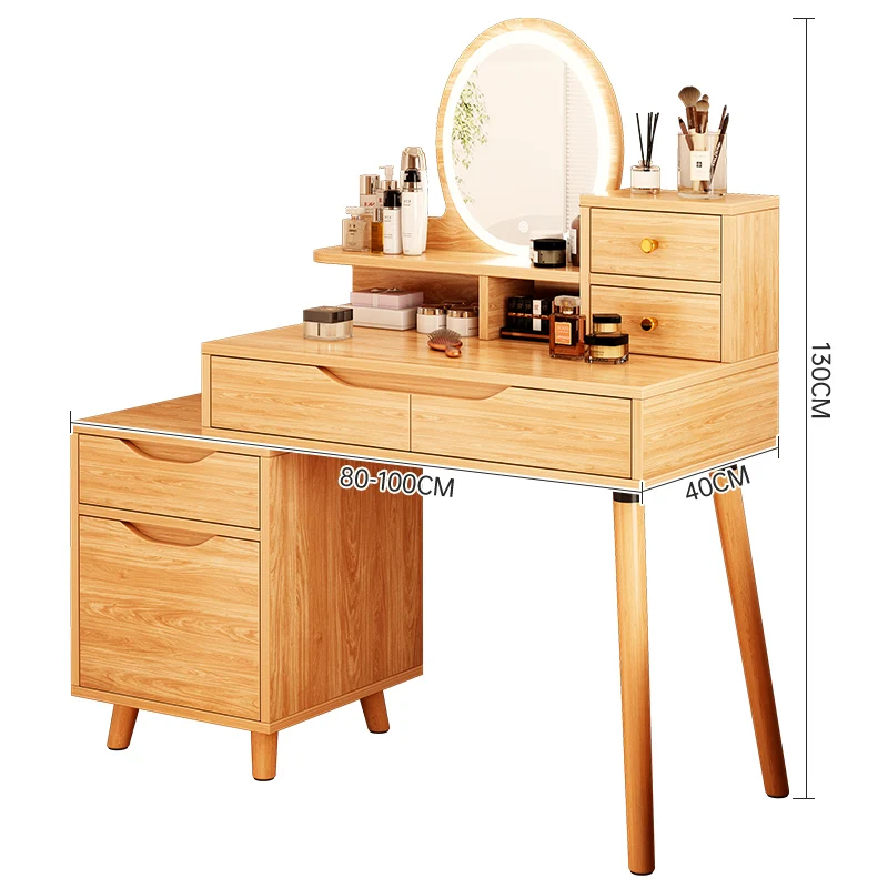 Bedroom Nordic retro style girl dressing table with makeup mirror