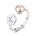 Sterling Silver Ready To Ship New Arrive Sterling Silver Rings Pink Pearl Ring For Women