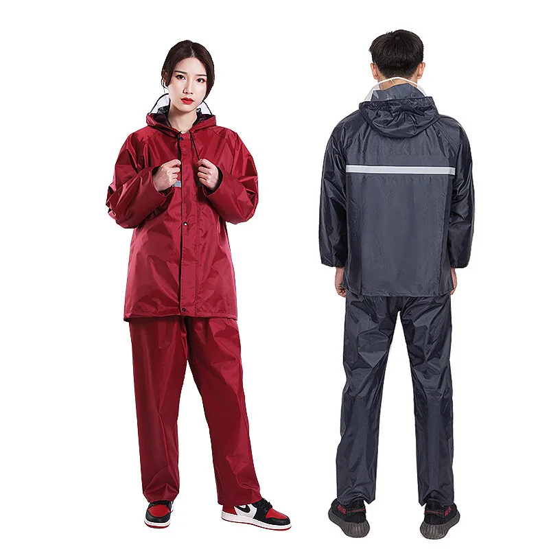 KLH470 Labor Protection Reflective Raincoat Set Adult Rain Coat Jacket Pants Set Oxford Cloth Outdoor Cycling Raincoat Suit