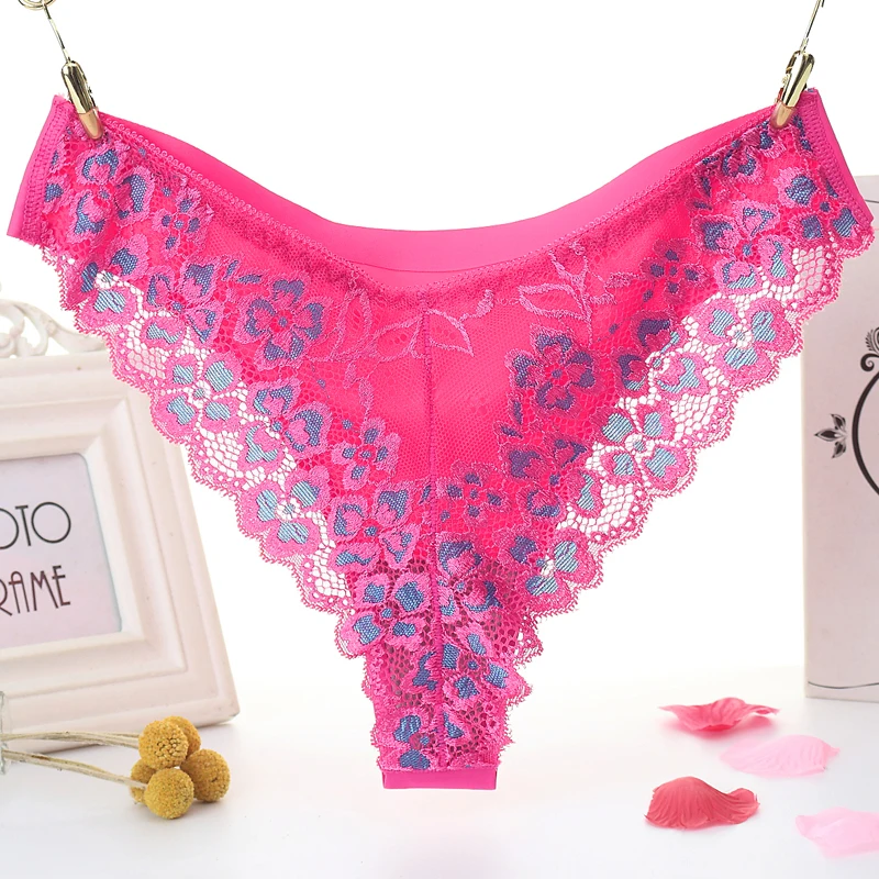 Sexy Women's Panties Seamless Lingerie Transparent Lace Bikini Briefs