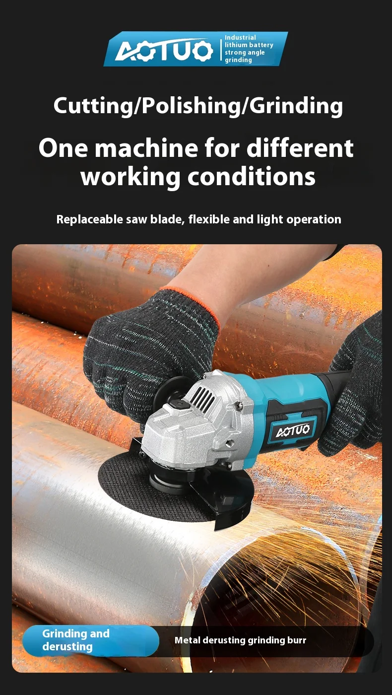 product industrial grade lithium brushless cordless angle grinder with li ion battery 1500mah diy multi purpose portable power tool-5