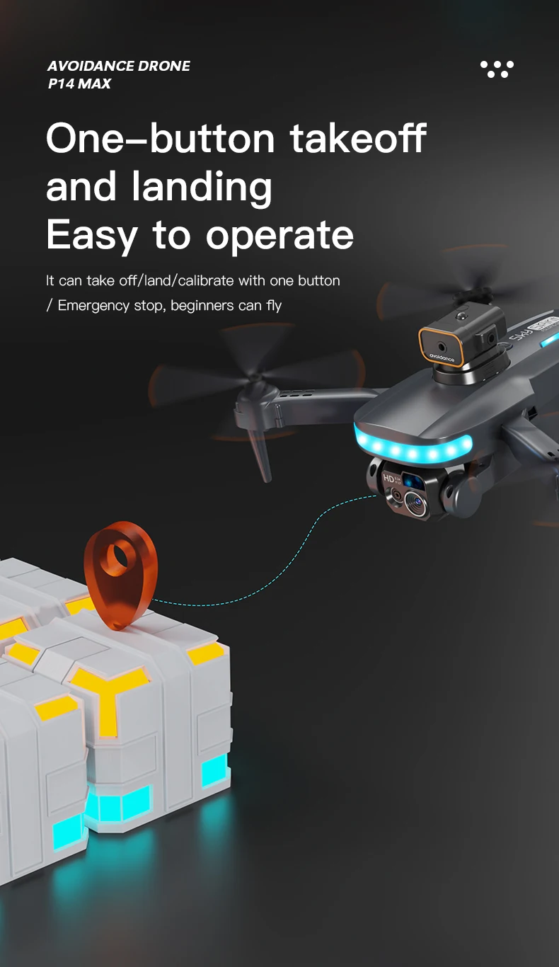 P14 Drone 360 Roll 50x Zoom LED Lights Trajectory Flight Headless Mode 8K Camera Beginner Mini Drones Delivery 3 Batteries