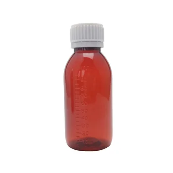 100ml pet empty amber graduated round lean cough syrup plastic bottle with tamper evident screw cap