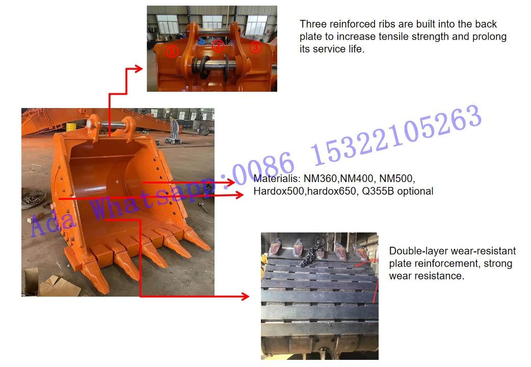 Heavy-Duty Excavator Rock Bucket with Q355B+NM Material 1500 Weight and 3 Months Warranty