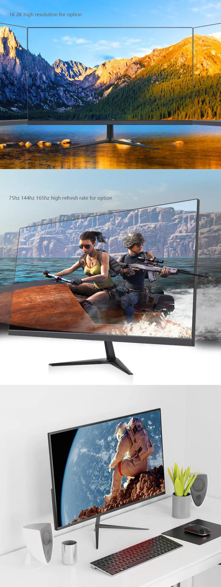 27 Inch 165hz Lcd Monitors 2K Gaming Computer Hardware Software Desktop Monitor