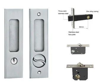 popular hardware hidden sliding hook invisible flat Door sliding door lock for bathroom wc