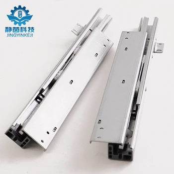 Three-Section Bottom Supporting Track Drawer Slides Jewelry Cabinet Liquor Display Damping Buffer Guide Bottom Mounting Slide