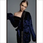 Blue Coat Coat 2021 New Arrivals Wholesale Winter And Autumn Women Sexy Dark Blue Velvet Coat With Belt