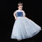 Kids Dress Hot Sale Polyester/Cotton Tulle Appliqued SleevelessHigh Kids Wedding Princess Dress Ball Gown