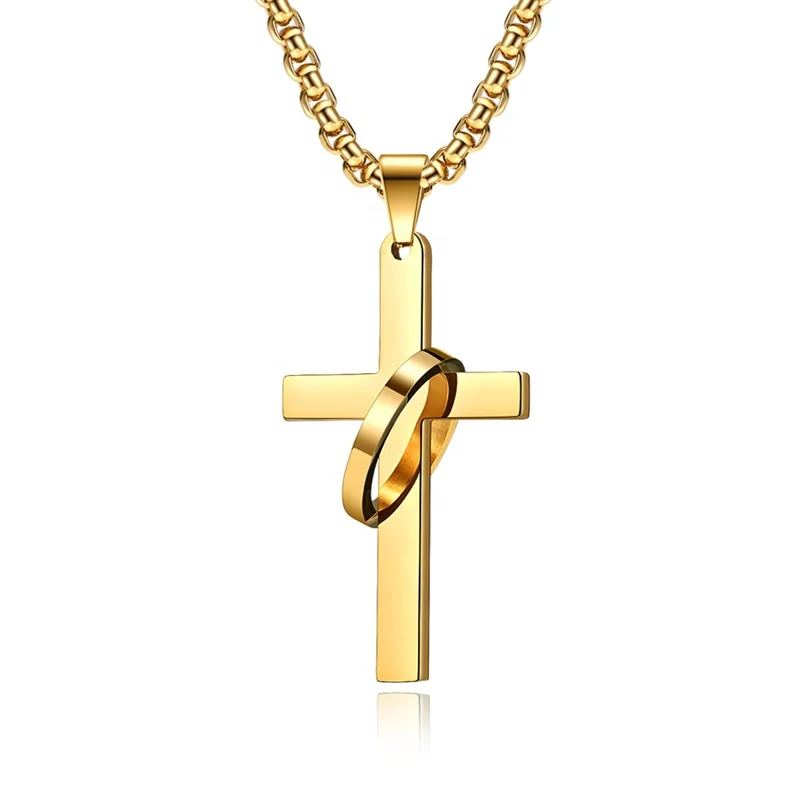 New Ring Cross Necklace Gold Plated 