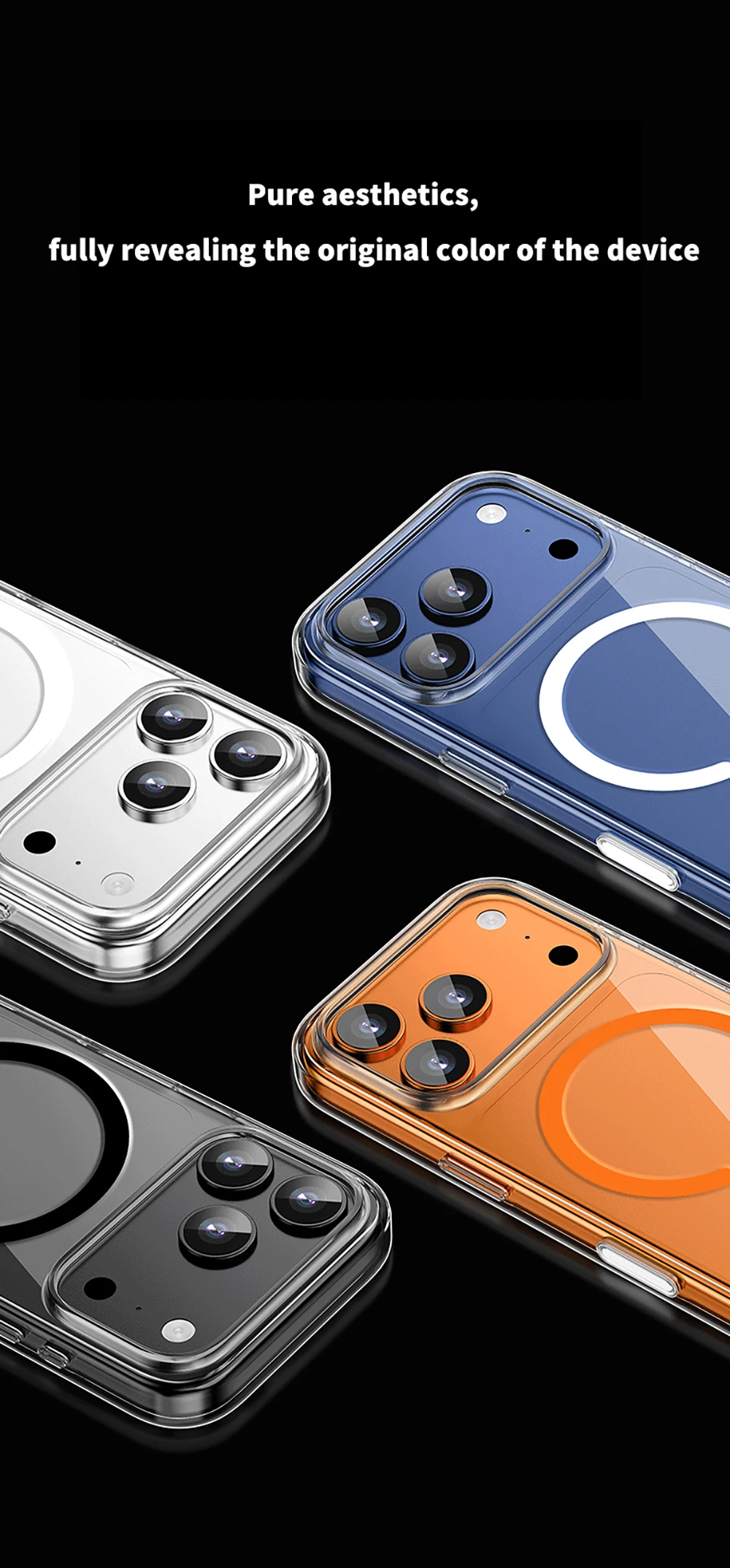 product magnetic case for iphone 16 transparent shockproof case for iphone 17pro-5