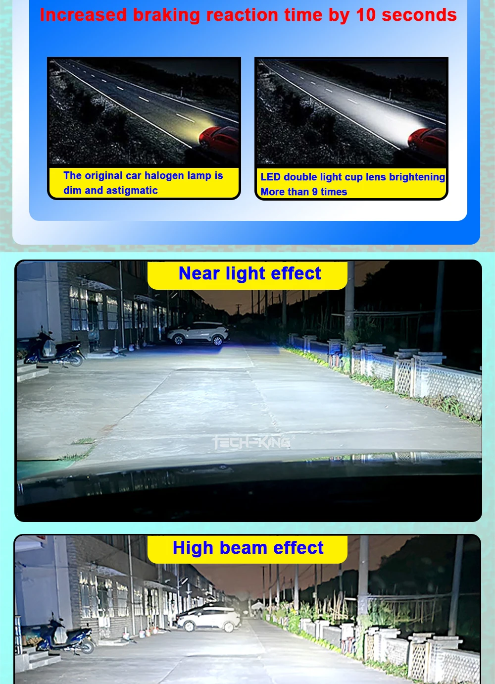 TECH-KING AFS Bi Led Projector Lens 3.0 inch Automatic Sensor Led Projector Auto Lighting System Super Bright lens headlight