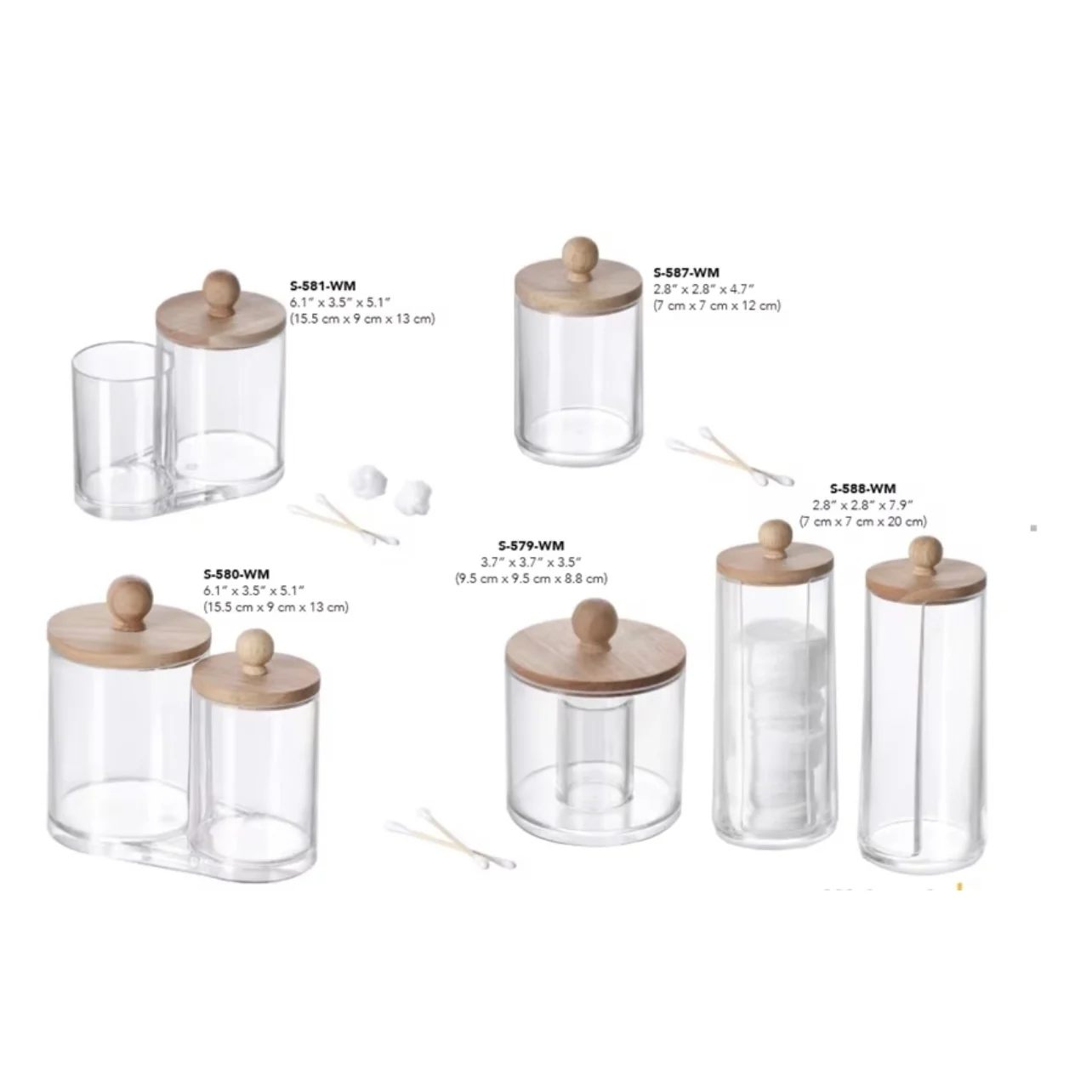 Transparent Acrylic Cotton Swabs Cotton Balls Dental Floss Storage Bathroom Bedroom Storage Can With Lid