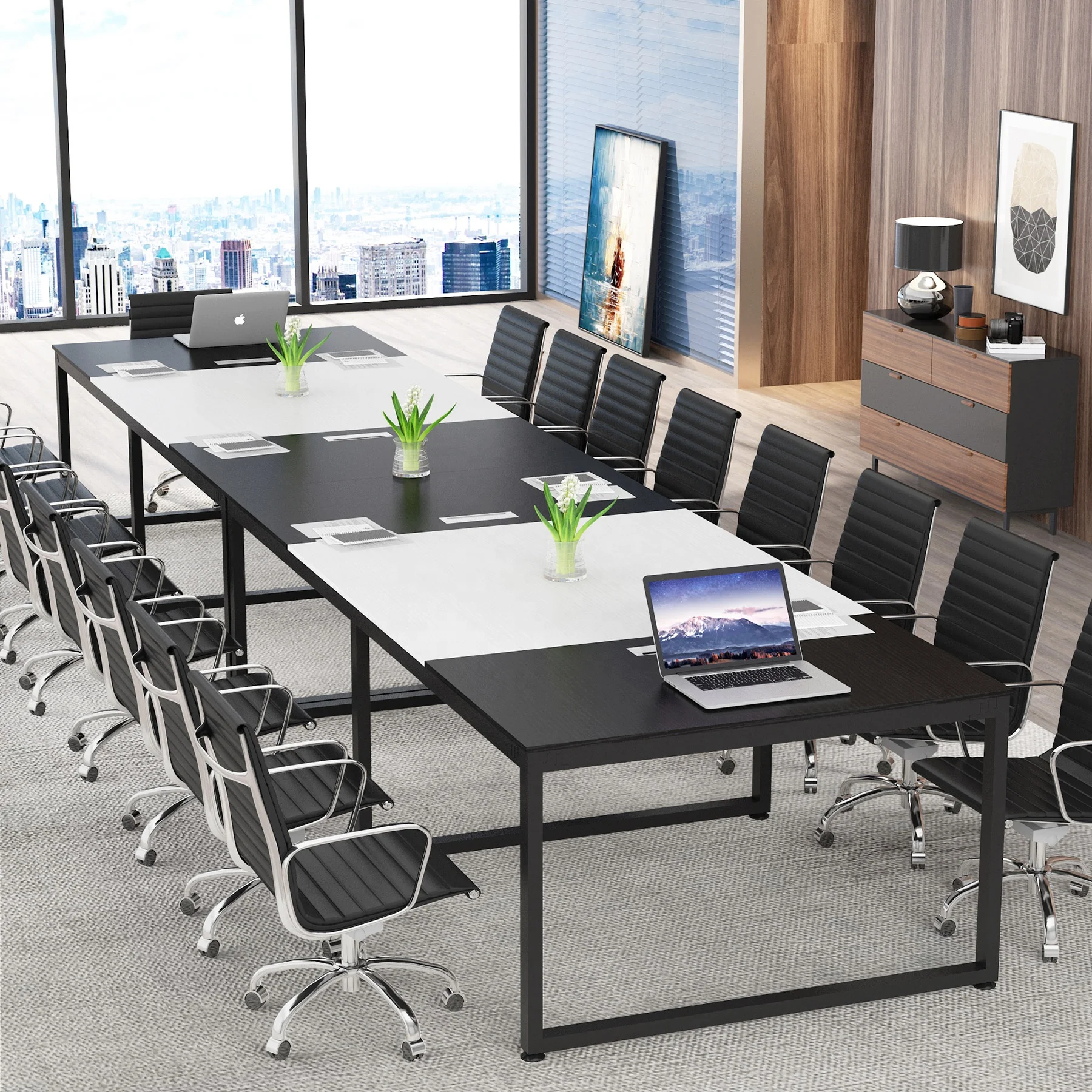 Tribesigns high quality customized modern boardroom table office furniture meeting room desk boardroom wood conference table
