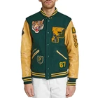 Leather Jacket Men Custom Embroidery Leather Sleeve Baseball Letterman Varsity Jacket For Men