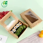 Box Disposable Personalised Takeaway Boxes Kraft Paper Box With Clear Window Fried Chicken Takeaway Box
