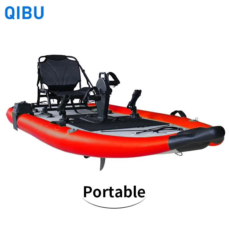 Qibu 11 Feet 335cm Inflatable Fishing Kayak with Pedal System Navy 