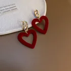 Red Heart Earrings Heart Fashion Trendy Crystal Red Heart Earrings