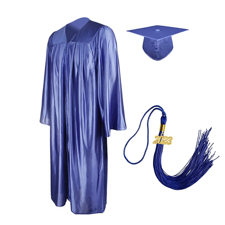Navy Shiny Graduation Hat Adult Elastic Graduation Cap and Tassel factory
