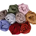 Hijab Beautiful 25colors 70*175cm Plain Woman Headscarf Bubble Instant Chiffon Natural Wrinkles Malaysia Ladies Hijab