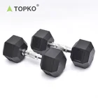 Dumbbell Set TOPKO Black Rubber Hexagonal Dumbbells Gym Use 10 Kg 40kg 50kg Hex Dumbbell Set For Sale