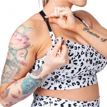 Custom breast feeding bra nursing leopard print nursing bra plus size maternity sports bra for women