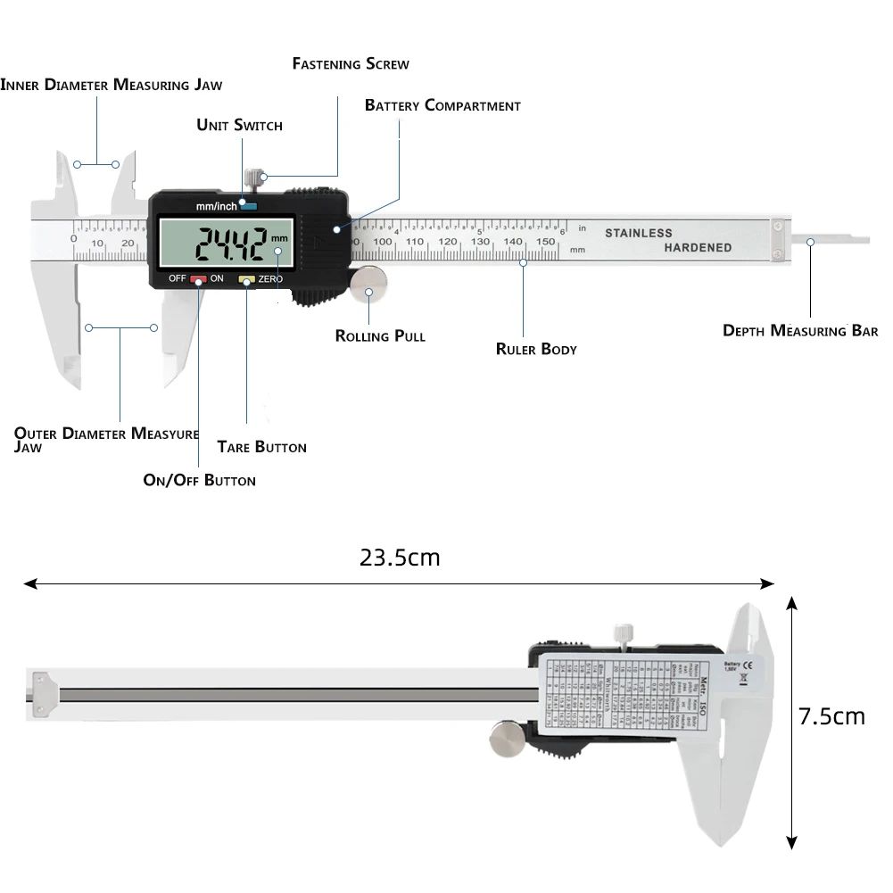 150 mm Digital Electronic Gauge Stainless Steel Vernier 150mm 6inch Caliper Micrometer