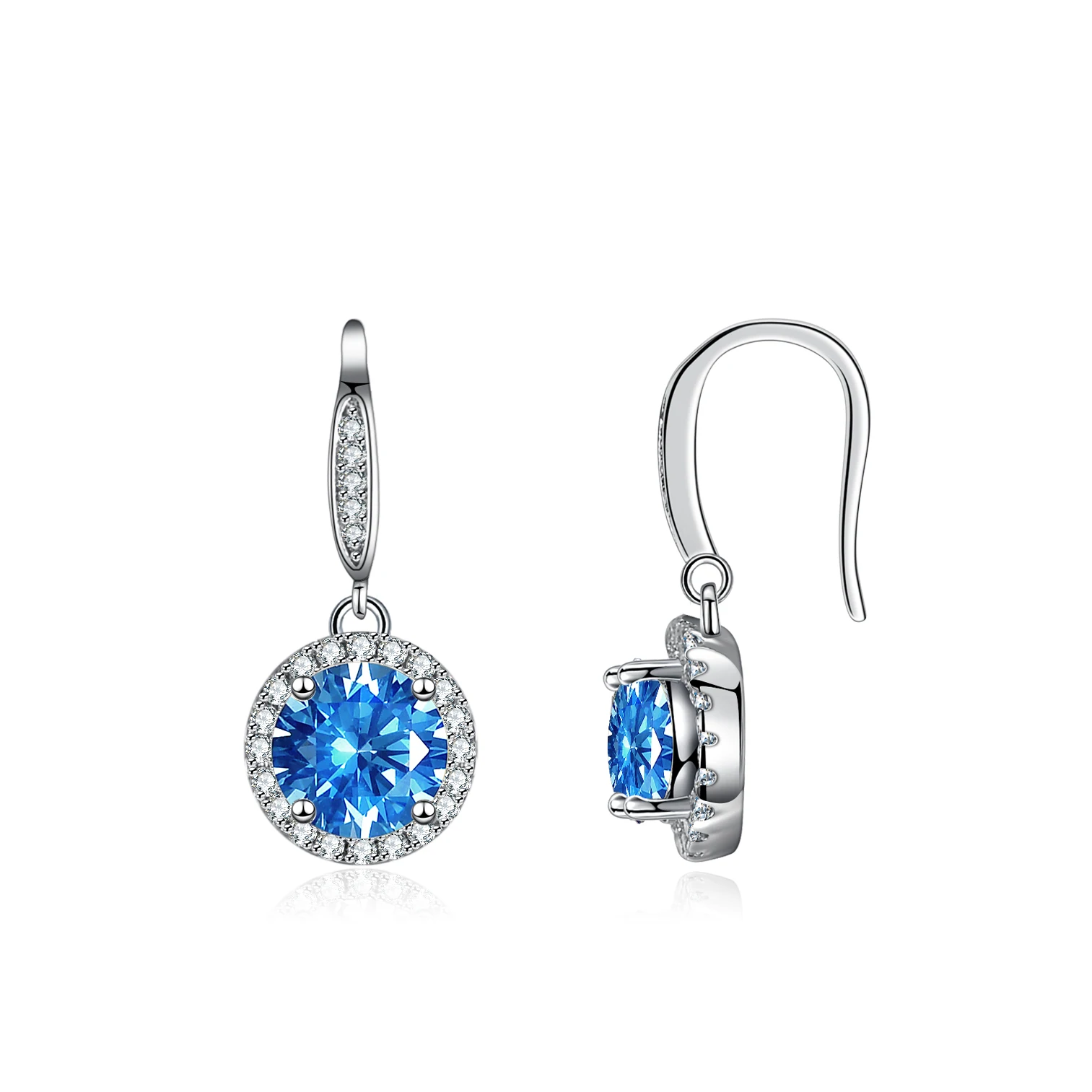 High quality gra certificate 1 carat vvs d color 925 silver moissanite halo earrings drop